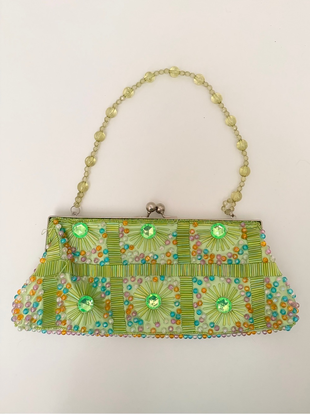 Beaded Green Evening Clutch Handbag